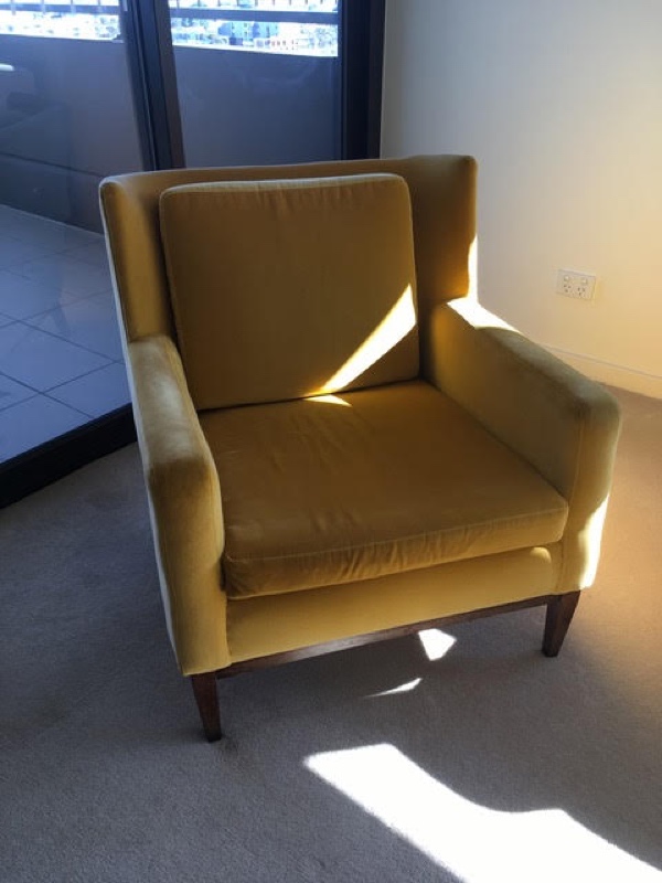 Before - Worn gold upholstery and structural failures